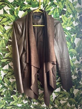 BNCi Women's Brown Faux Leather & Suede Draped Jacket